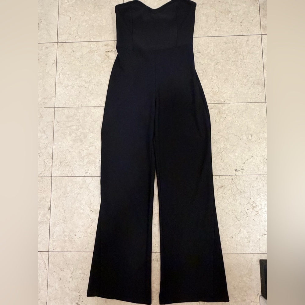 Abercrombie & Fitch Black Elegant and Strapless Wide Leg Jumpsuit - Picture 3 of 14